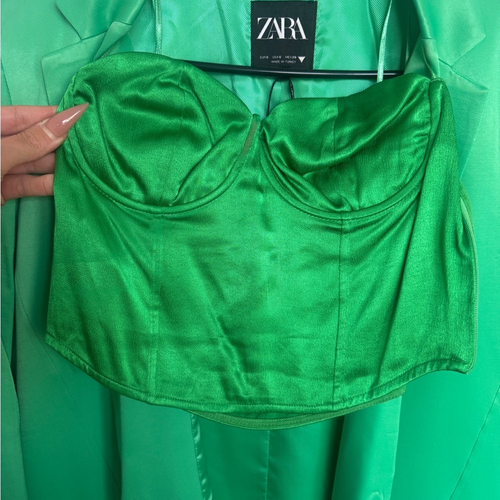Zara Emerald Satin Bustier
